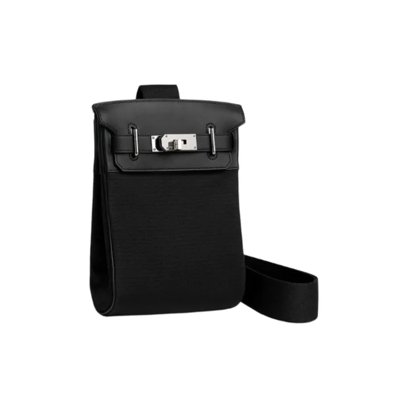 HERMES Hac A Dos Bivouac CanvasSwift Calfskin Sling Bag Men's Black-1