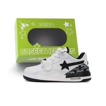 BEIER Stars Collection Campus Balance Mid Top Skateboard Shoes Unisex White Black