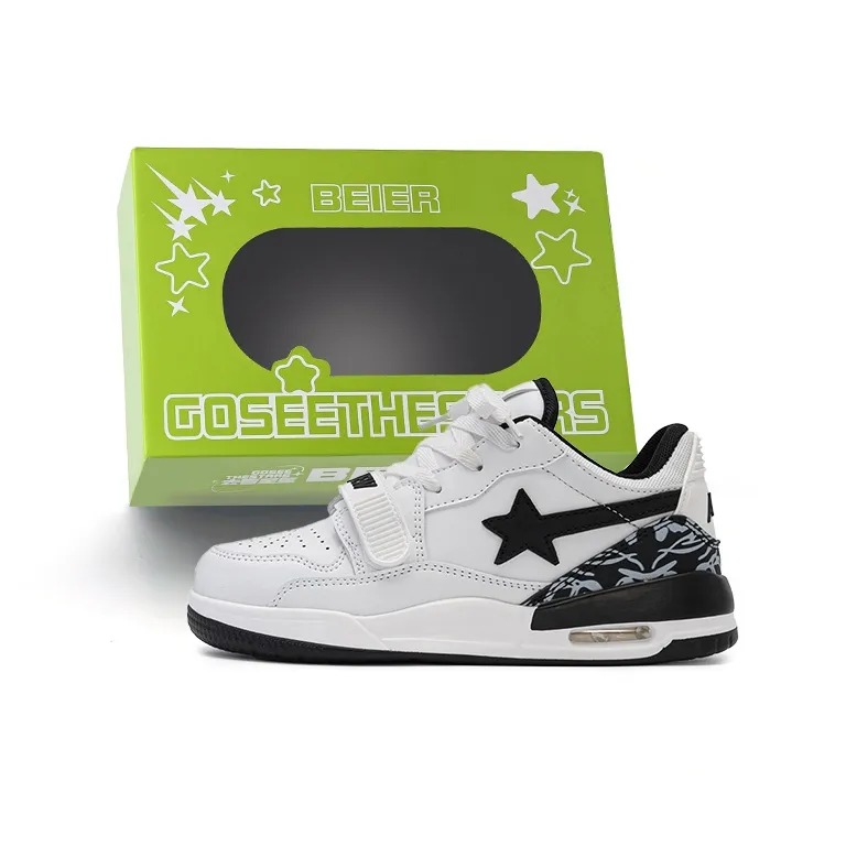 BEIER Stars Collection Campus Balance Mid Top Skateboard Shoes Unisex White Black-0