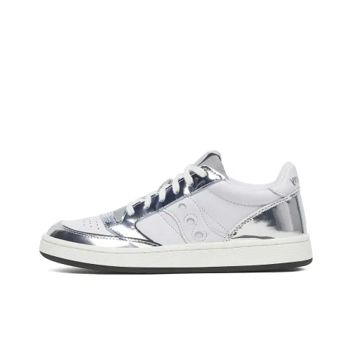 Saucony Jazz Court Anti Slip Wear Resistant Low Top Skateboard Shoes Women's White Silver