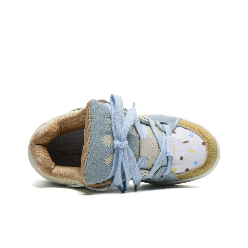 OAOQ Low-Top Skateboard Shoes Unisex White Yellow Blue-66