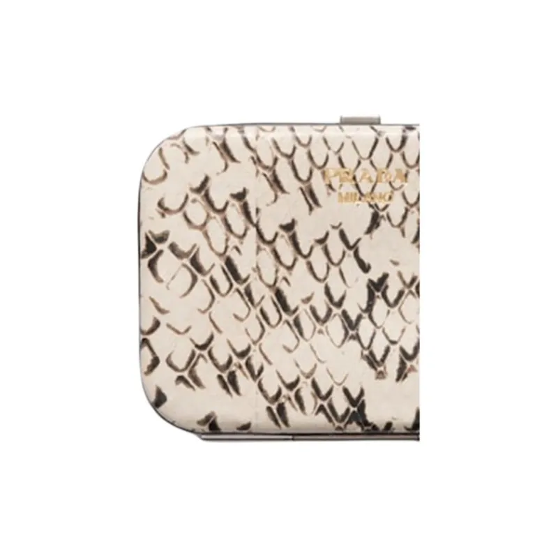 PRADA Leather Card Holder Card Holder Women's Stone Gray-3