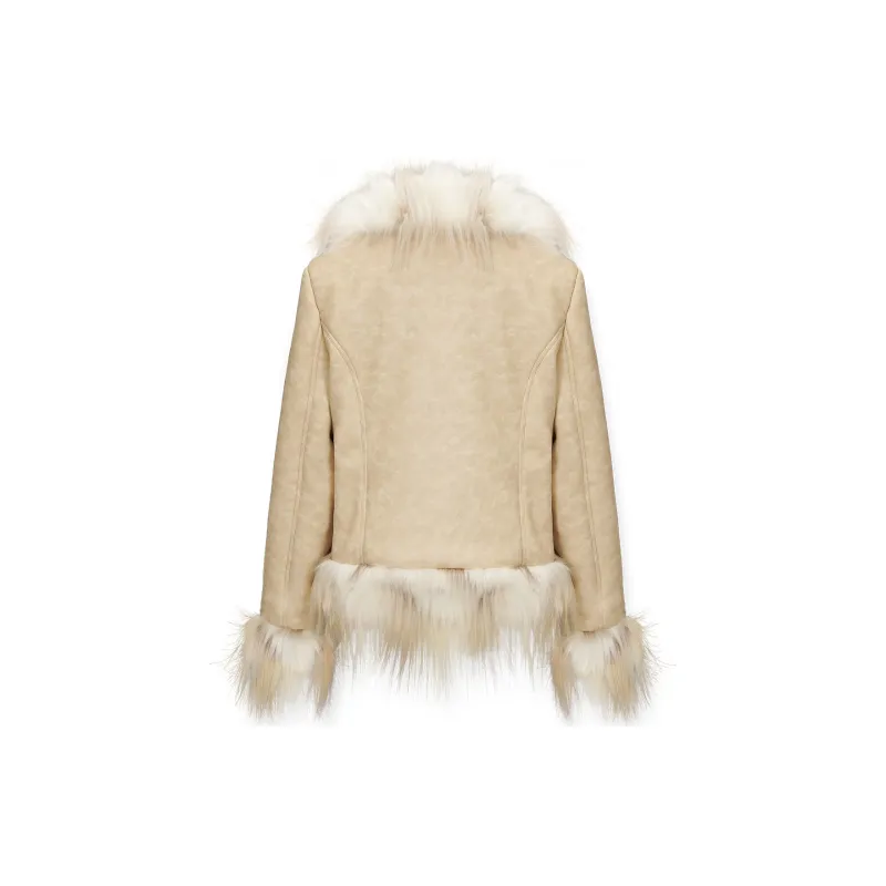 NAWS Velvet feel Coat Women's Khaki Beige-1