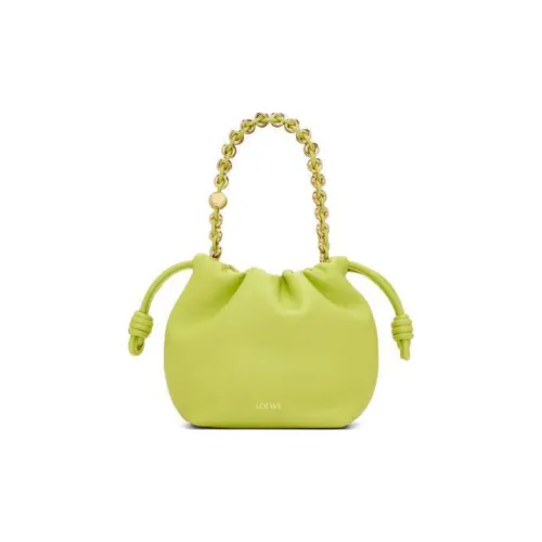 LOEWE Flamenco Nappa Sheep Leather One Shoulder Crossbody Clutches Mini Women's Green