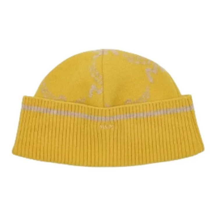 MCM Elastane Beanies Unisex Yellow-1