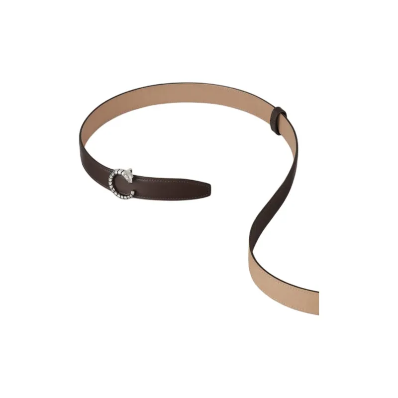 CARTIER Calfskin Leather Belts Women's Brown 2.5CM-1