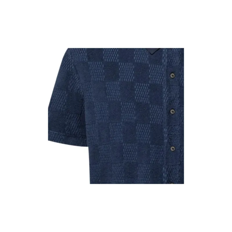 LOUIS VUITTON Damier French Terry Short Sleeved Cotton Blend Shirt-6