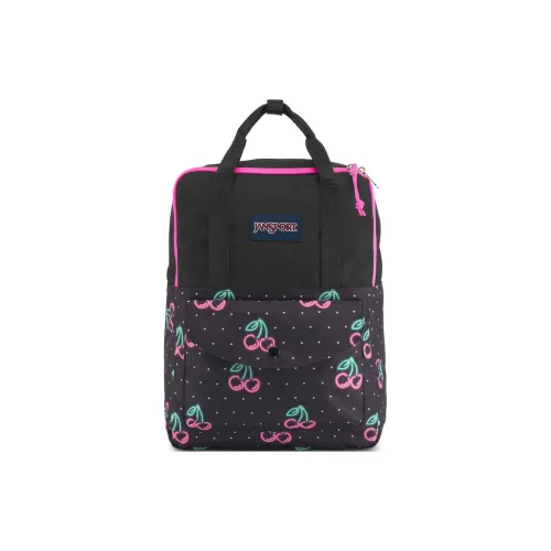 JanSport Polyester Backpack Medium Size Unisex Black Purple