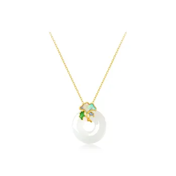 ALLOVE Hetian Jade Necklaces Pale Greenish White Jade Women's