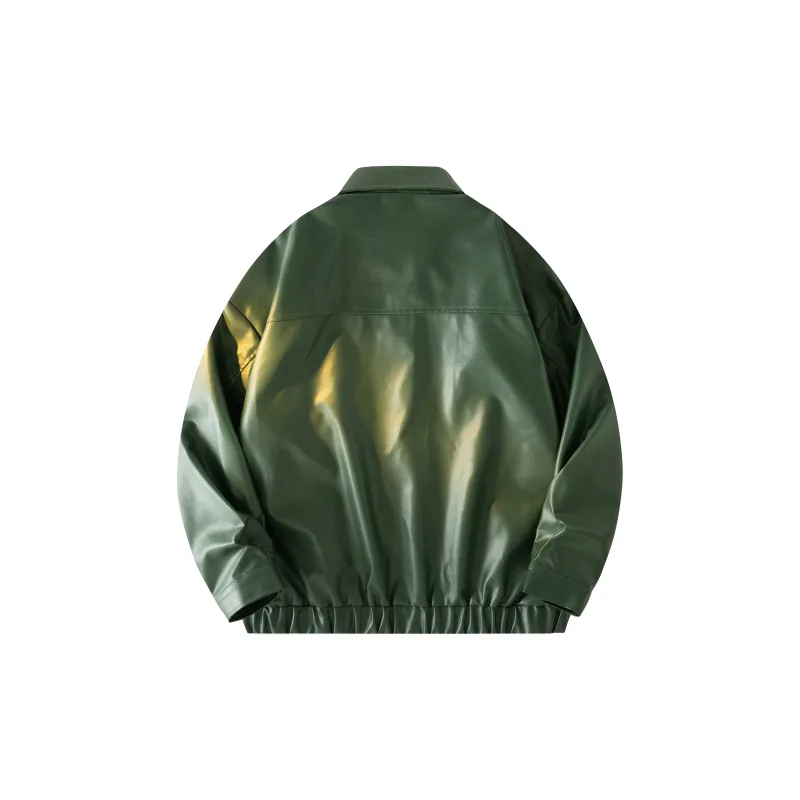 Mackyo Leather Jacket Coat Unisex Bamboo Green-1