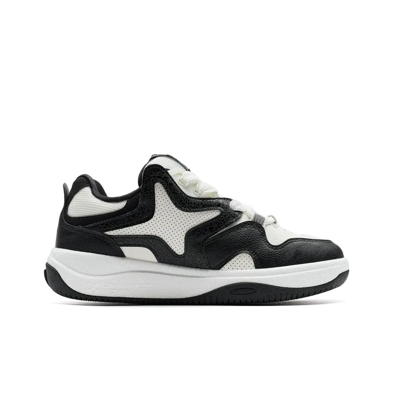 XTEP Star X Anti Slip Wear Resistant Low Top Skateboard Shoes Men's Black White-1