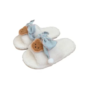 Thin Strips Cotton Slippers Women's, White