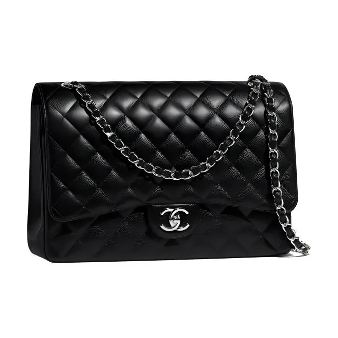 CHANEL Classic Flap CF Cow Leather Mouth Cover Bag, Crossbody Bags, Shoulder Bags Extra Large Women's Black-2