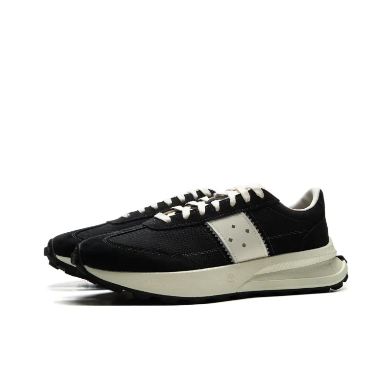 LiNing Wear Resistant Slip Resistant Mid Top Casual Shoes Unisex Black Beige-2