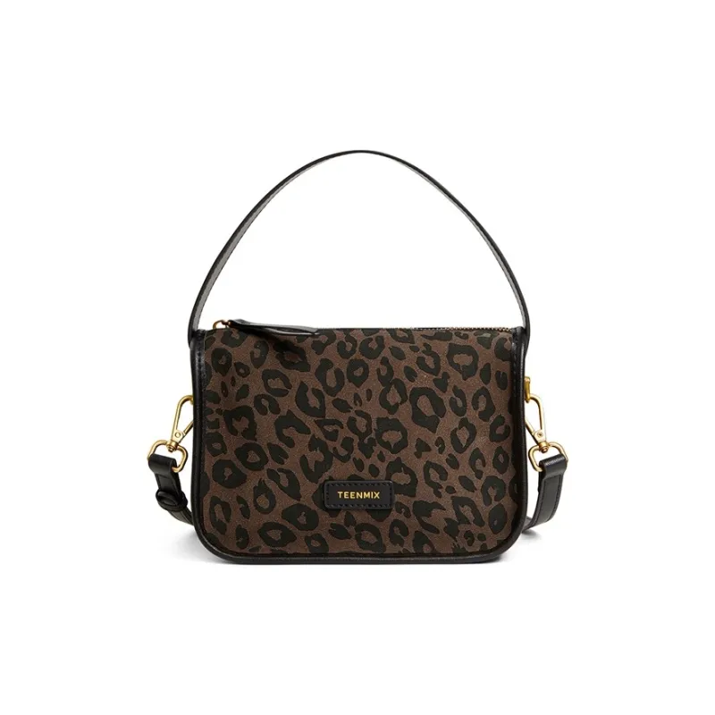 Teenmix Cow Leather Small Square Bag Shoulder Bag Crossbody Bag Handbag Regular Small Size Women's Brown/Rosewood/Black-12