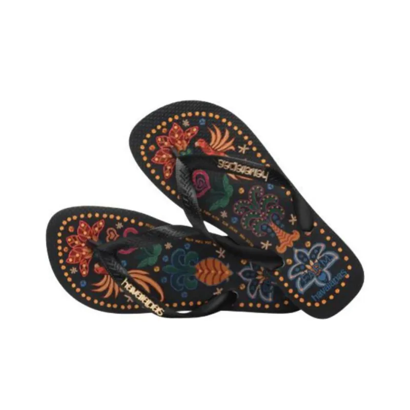 FARM RIO x Havaianas Abrasion-Resistant Flip Flops Women's Black-3
