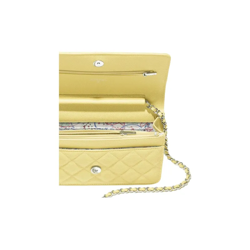 CHANEL Bright Grain Calfskin Shoulder Bag, Crossbody Bag, Wallet Regular Women's Yellow-2