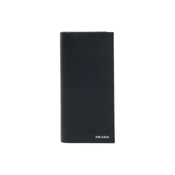PRADA Cross-Stitch Leather Wallet Men's Black