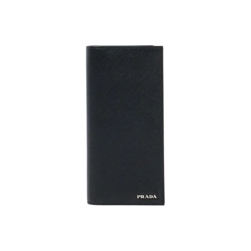 PRADA Cross-Stitch Leather Wallet Men's Black-0