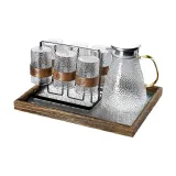 Snap Buckle Hammered Texture Cup 350ml X 6+Hammered Texture Dodo Pot 1800ml+Black Stand+Begonia Tray