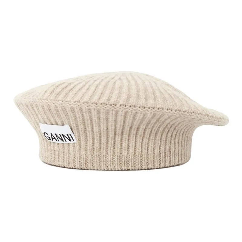 GANNI Wool Berets Women's Brown-1