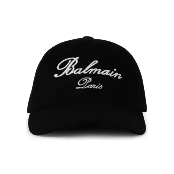 BALMAIN Cotton Baseball Caps Men's Black