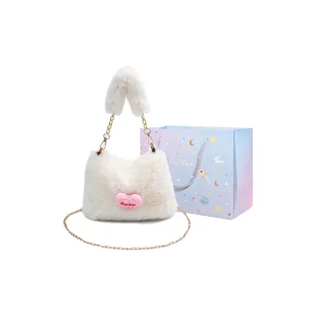GOX Plush One Shoulder Handbag Regular Women's White/Khaki/Pink