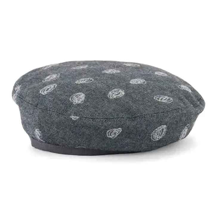 EMPORIO ARMANI Virgin Wool Blend Beret With An Icon All-over Abstract Pattern-1