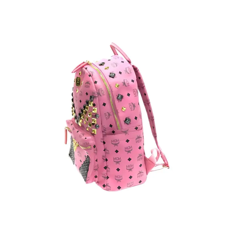 MCM Leather Backpack Medium Size Unisex Pink-1