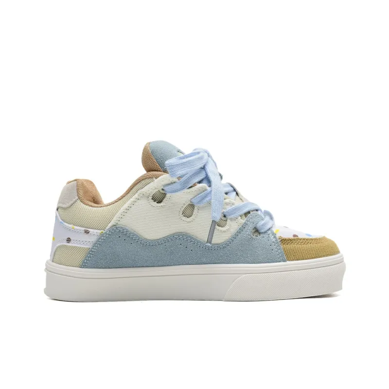 OAOQ Low-Top Skateboard Shoes Unisex White Yellow Blue-65
