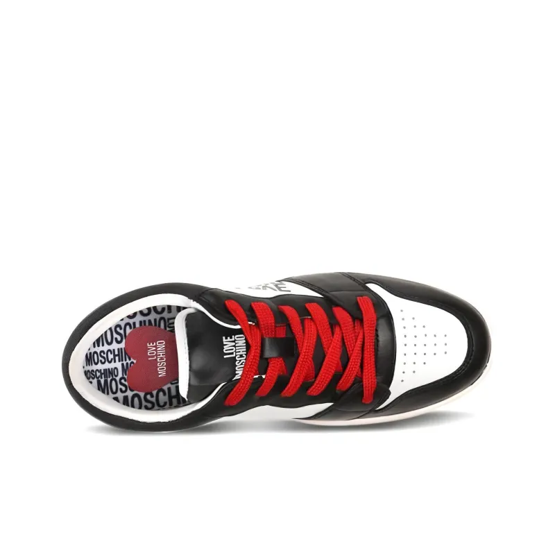 LOVE MOSCHINO Low Top Skateboard Shoes Women's Black White-2