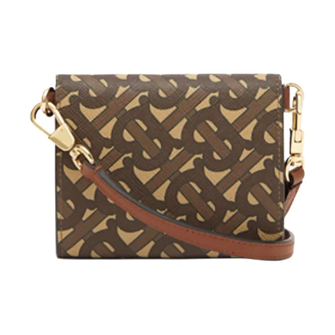 Burberry Grained Leather Shoulder Bag Crossbody Bag Wallets Small Size Unisex Brown-3