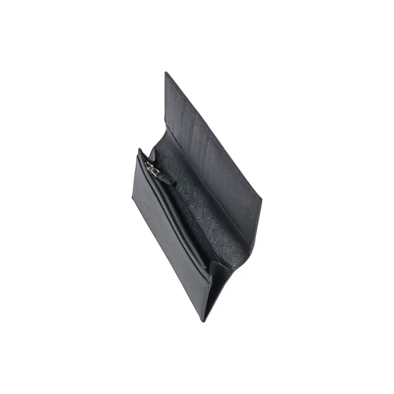 PRADA Cross-Stitch Leather Wallet Men's Black-4
