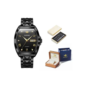 Oupinke Gaias Collection Mechanical Movement Stainless Steel Watchband Watch Men's Watches Black Dial