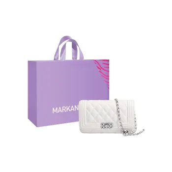 MARKANGARO PU Small Square Bag Shoulder Bag Crossbody Bag Regular Women's Black/White
