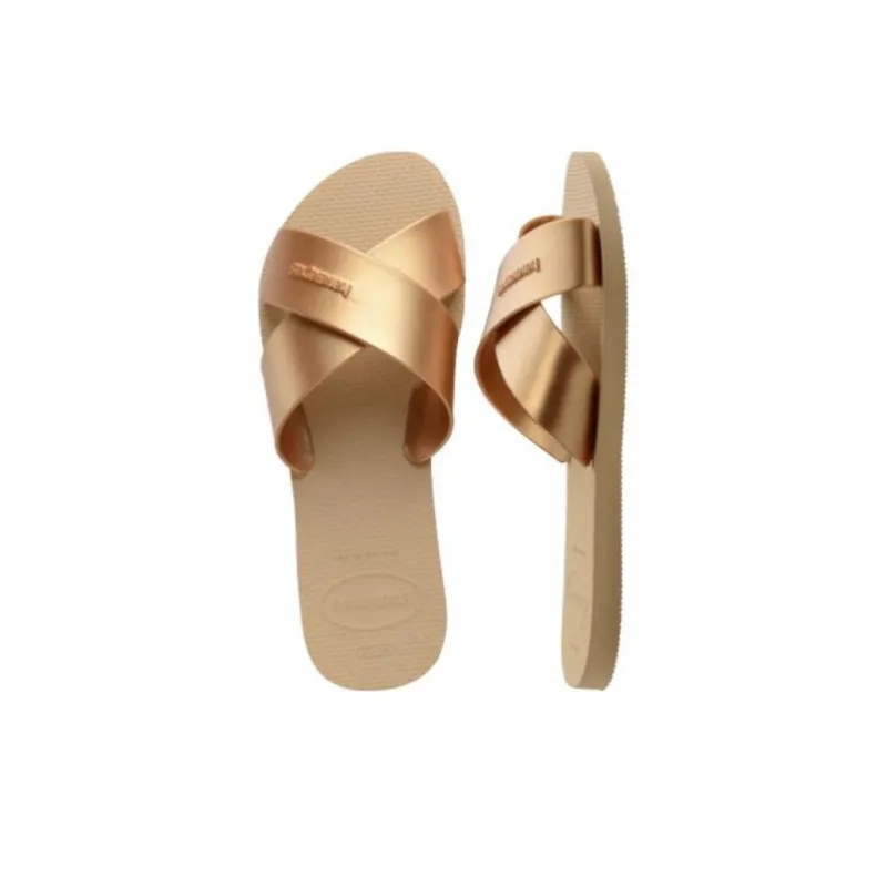 Havaianas Abrasion Resistant Slide Slippers Women's Gold-5