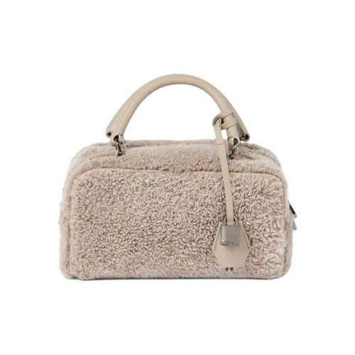 Brunello Cucinelli Curl Shearling Shoulder Bag Crossbody Bag Handbag Small Size Women's Dove Gray