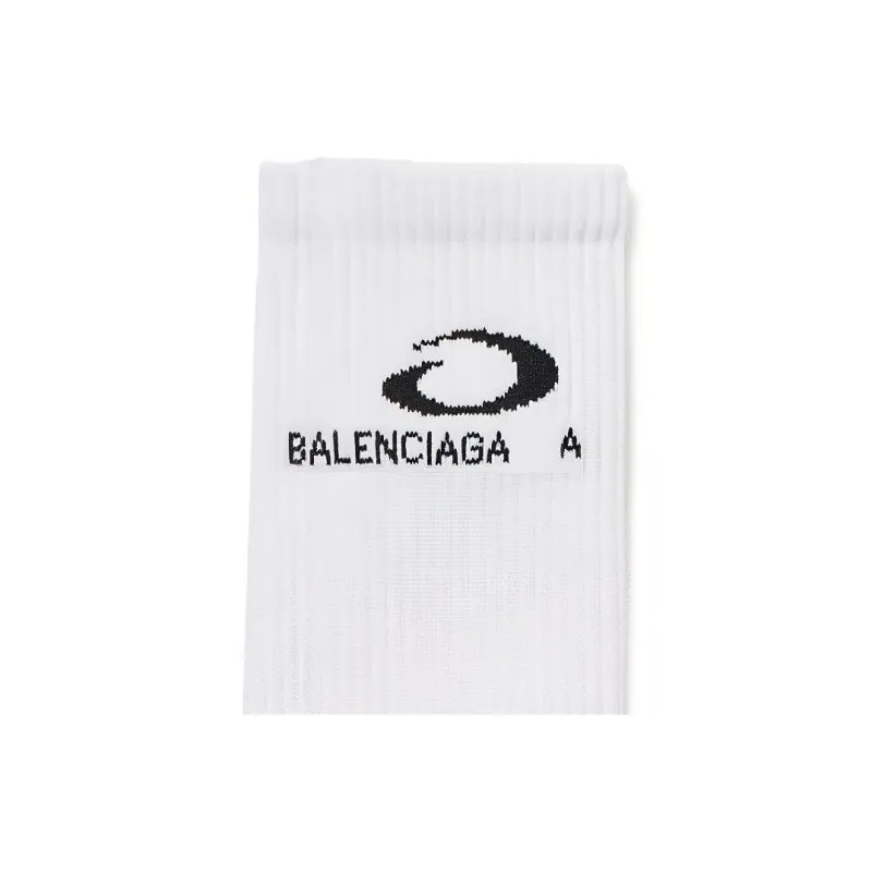 Balenciaga Loop Sports Icon Socks 'White/Black'-2