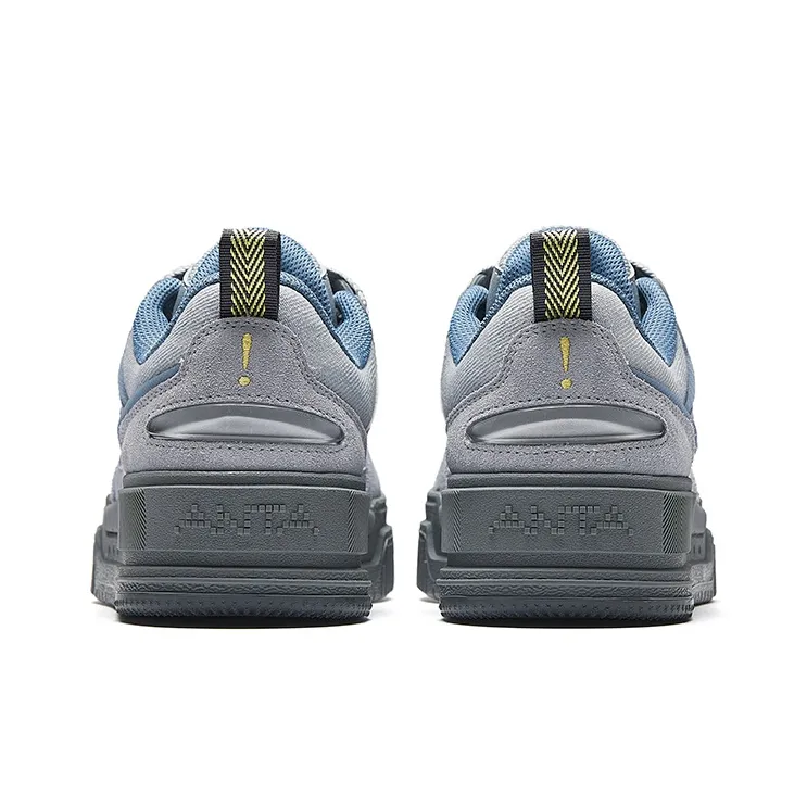 Anta Micro-sugar Slip-Resistant Height Increasing Wear-Resistant Low-Top Skateboard Shoes Women's Gray Blue-3