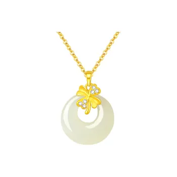 ALLOVE Hetian Jade Necklaces Pale Greenish White Jade Women's