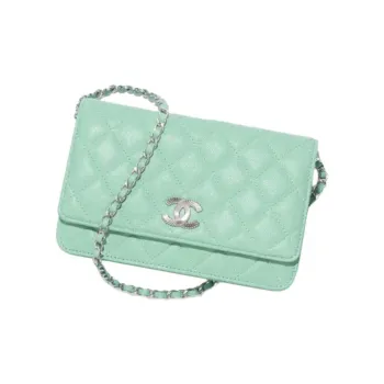 CHANEL Bright Grain Calfskin Shoulder Bag, Crossbody Bag, Wallet Women's Light Green