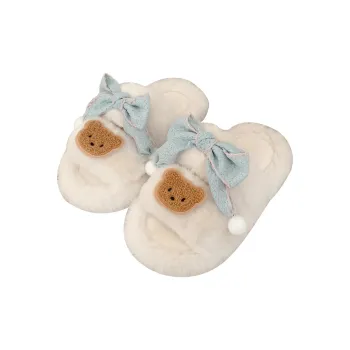 Thin Strips Cotton Slippers Women's, White