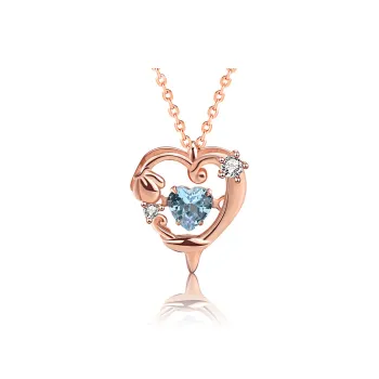 KEMLAIDA S925 Silver Sea Blue Zircon Mermaid Princess Accessory Pendant Necklace Women's