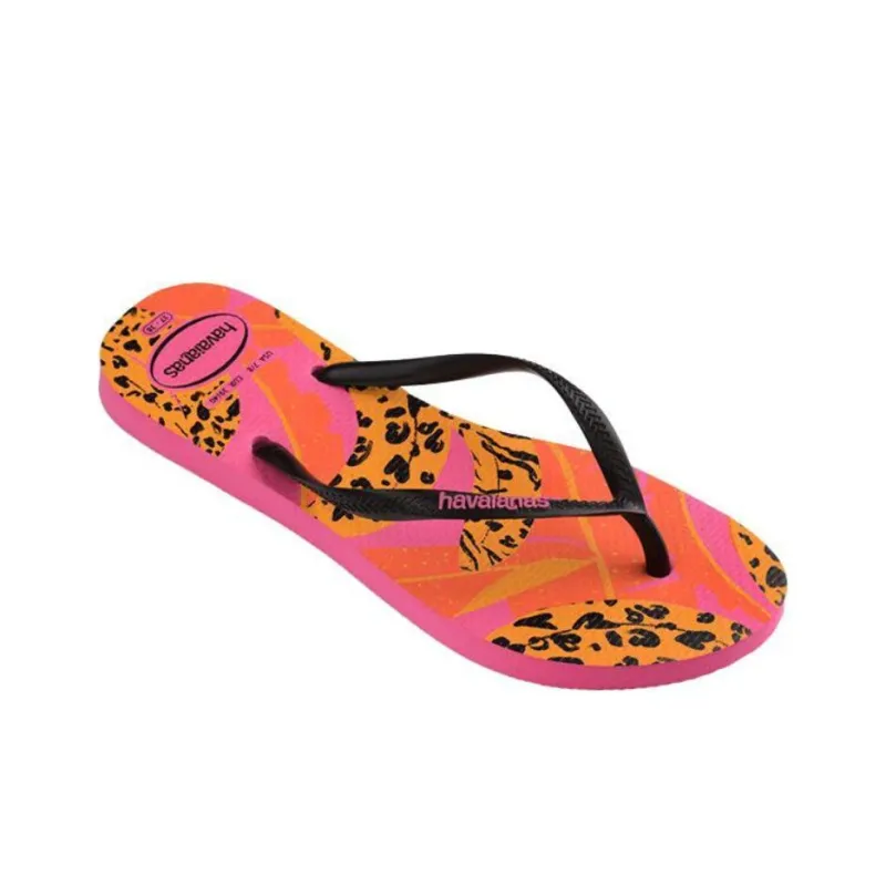 Havaianas Slim Summer Slip Resistant Quick Dry Flip Flops Women's Pink Orange Black-2