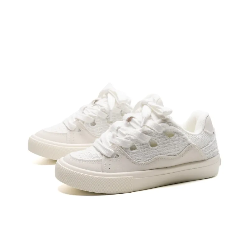 OAOQ Low-Top Skateboard Shoes Unisex White Yellow Blue-43