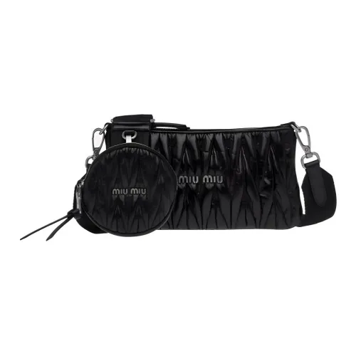 MIU MIU Matelassé Cow Leather Coin Purse, Shoulder Bag, Crossbody Bag Regular Women's Black