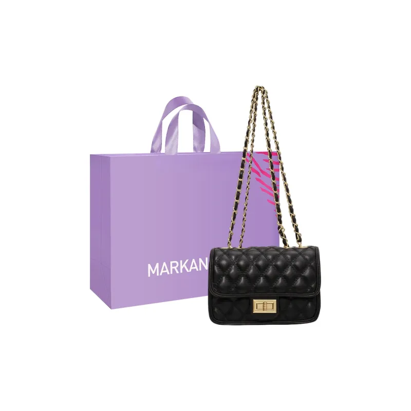 MARKANGARO PU Small Square Bag Regular Women's White/Black-8