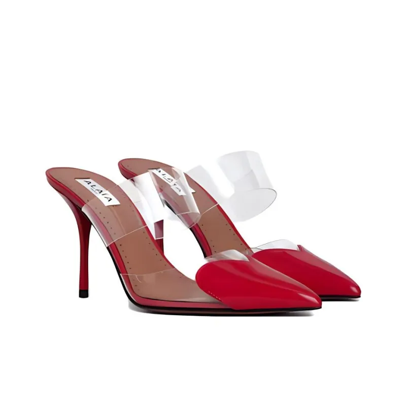 Alaia Wrap toe Slippers Women's Red-2