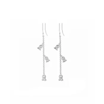 Stone Edge Poly Foot Silver 990 Sterling Silver Hoop Earrings Unisex