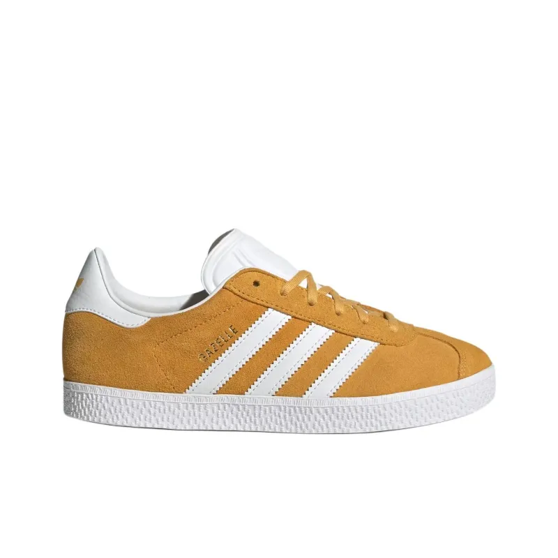 Adidas Originals GAZELLE Anti Slip Wear Resistant Low Top Kids' Skateboarding Shoes Yellow White Teenagers-1